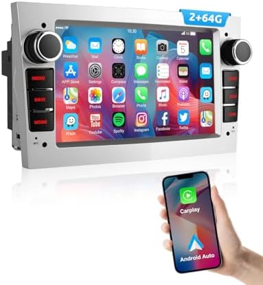 ESSGOO 7" 2+64G Android 14 autoradio Wireless CarPlay Android Auto für Opel | Astra H Corsa C/D Vectra C Zafira IPS Touchscreen mit Bluetooth FM/AM Radio RDS GPS Mirror Link SWC Mi