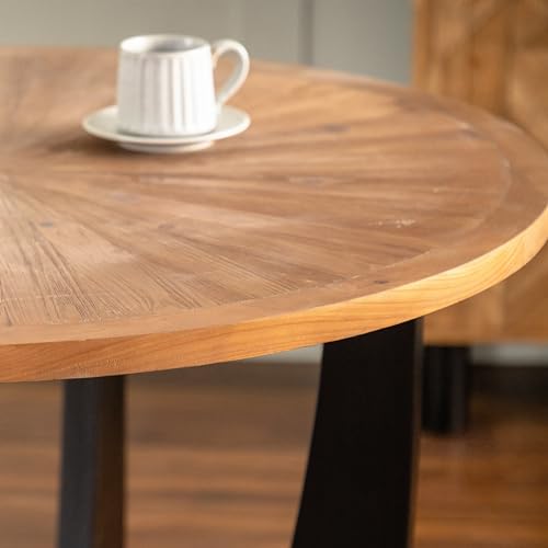 JUSTONE 39.37\" Vintage Round Dining Table with Scattering Pattern Splicing Table Top, for Office, Dining Room and Living Room