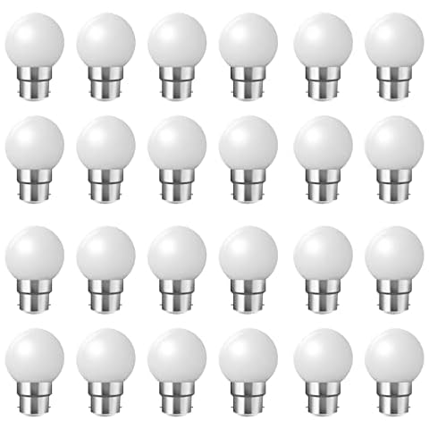 Pack of 24 LED Bulbs B22 2W - 200 Lumens - Cool White Unbreakable (Equivalent to 15W) for Outdoor String Lights - Reinforced Bulbs Cover
