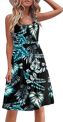 Image of Akihoo Women Summer Casual Sleeveless Midi Plain Pleated Tank Vest Dresses