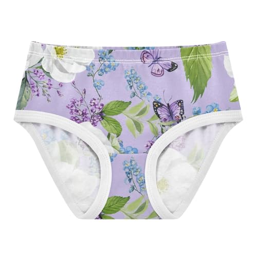 Girls Underwear Toddlers 2t Cotton Panties Little Girl Cartoon Kids Briefs Undies Watercolor White Purple Flowers