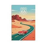 HWJJUII Poster de voyage vintage Route 66 USA 20 x 30 cm