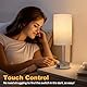 STANBOW Nachttischlampe Touch Dimmbar, Tischlampe mit USB A+C Ladeanschlüssen, Leinen-Lampenschirm, Kleine Lampe für Schlafzimmer, Wohnzimmer
