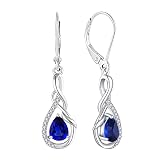 Starchenie Sapphire Dangle Drop Earrings for Women 925 Sterling Silver Infinity Leverback Earrings September Birthstone Jewelry