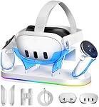 Charging Dock for Meta Quest 3/3S, 18W Fast Charger with 2 Rechargeable Batteries, 8 LED Lighting Modes, USB-C Charging Accessory, Charging Stand for VR Headset and Controller