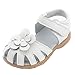 Orgrimmar Girls Genuine Leather Solid Flower Sandals (Toddler, Little Kid) (Toddler 5, White)