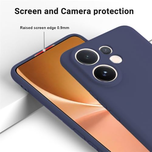 Image of DIZORO Microfiber Candy Back Cover Case for Vivo V60 5G / V60e 5G / Vivo T4 Pro 5G Soft Silicone Rubberized Case with Camera Protection (TPU, Navy Blue)