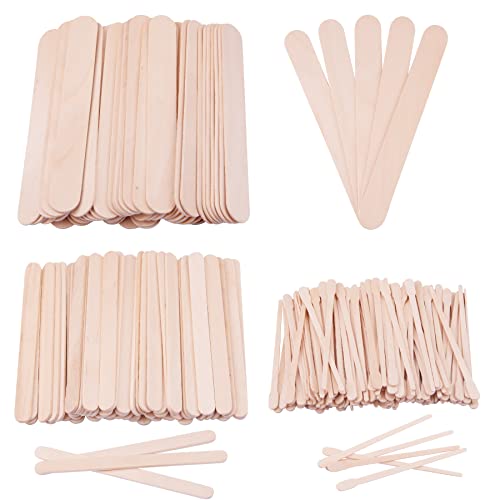 BQTQ 260 Stücke Holzspatel für Haarentfernung, Spatel Holz Holzstäbchen Holzmundspatel Waxing Sticks Wachs Spatel für Haarentfernung Basteln, 3 Größen