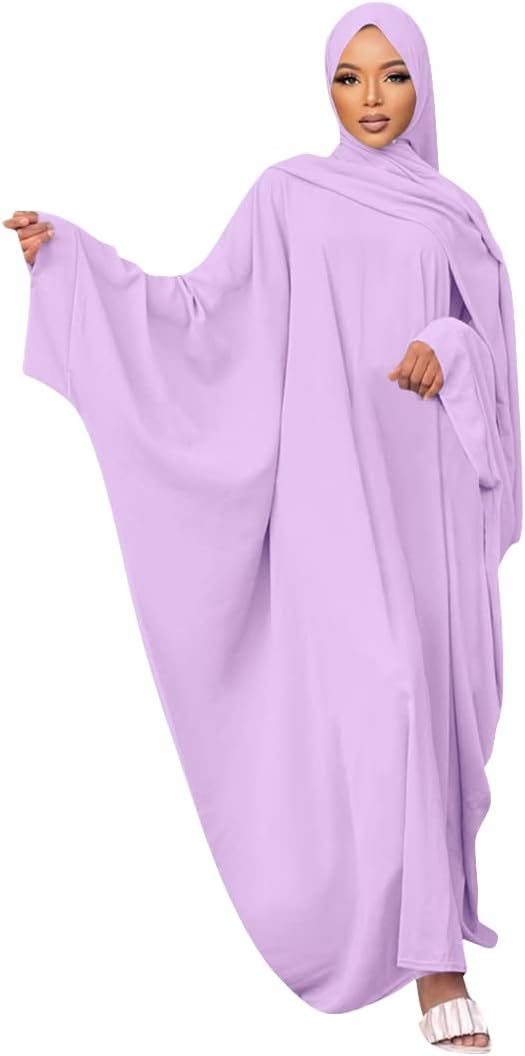 Muslim Dresses for Women, Long Sleeve Eid Islamic Prayer Jilbab Khimar Cardi Robe Middle East Maxi Abaya Dress