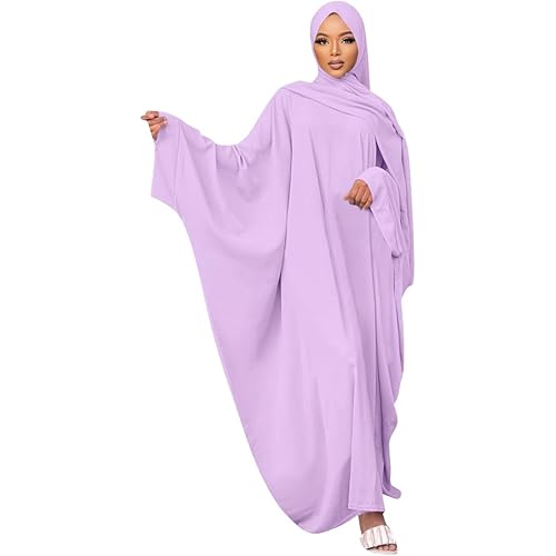 IKADEX Muslim Dress for Women Pakistani Kaftan Abaya Robe + Hijab Arabic Islamic Prayer Clothes Dubai Outfits