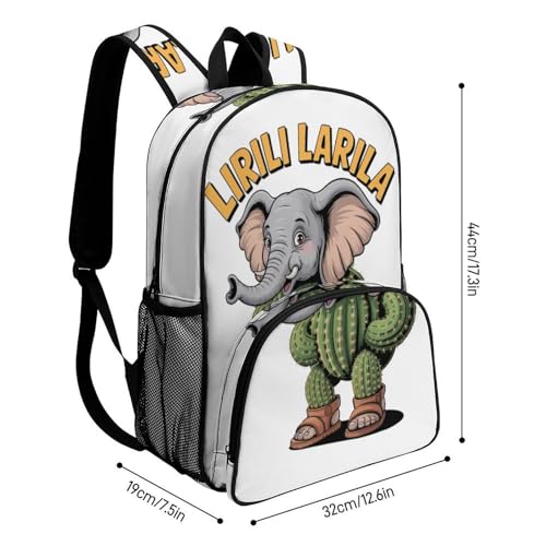 Lirili-Larila Merch Large Travel Backpack Italian-Brainrot Meme Waterproof Lightweight Daypack White 44x32x19cm2