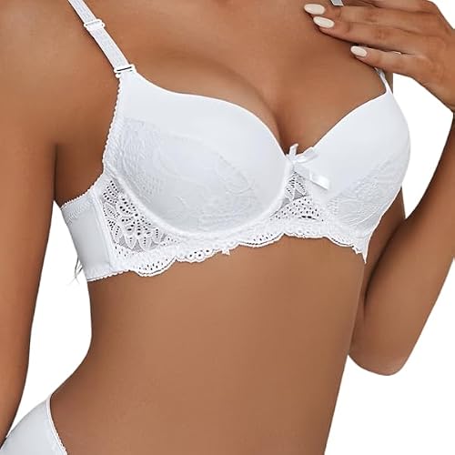Women's Push-Up Bra With Lace Overlay - White