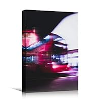 Canvas Wall Art Street Lights Cityscape Colorful Modern Multicolor Neon Photography Places - 12x18 inches