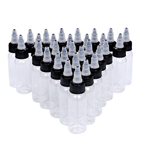 30ml Empty Tattoo Ink Bottles,New Star Tattoo 30pcs 1oz Tattoo Twist Cap Plastic Clear Transparent Tattoo Pigment Container Tattoo Accessories Twist Top Bottle 1oz,30ml Tattoo Squeeze Bottles (30pcs)