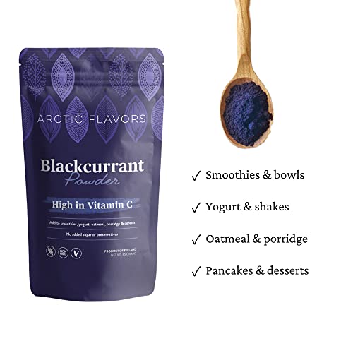 Arctic Flavors Blackcurrant Powder, From 100% Whole Blackcurrants, High In Antioxidants And Vitamin C, All-Natural, Superfood, 85G 3.0Oz #TOP3
