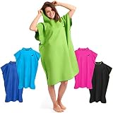 Fit-Flip Surf Poncho – Umziehhilfe Damen, Umkleidehilfe Damen, Badeponcho, Poncho extra lang – Größe L, grün
