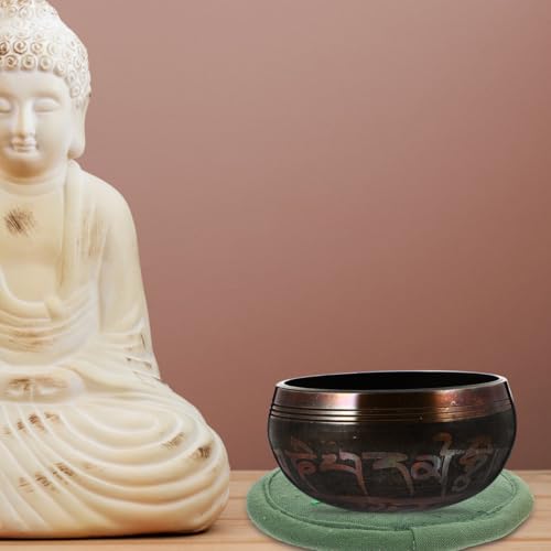 BESTonZON Buddha Sound Bowl Pad Rundes Meditationskissen Religionskissen Klangschalenunterlage Mit Stickerei Für Yoga Klangschalenzubehör Geschenk