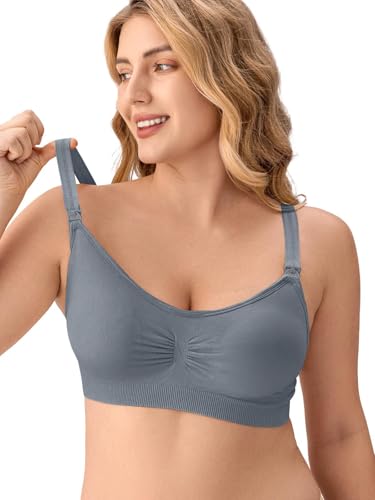 Image of Angelhood Nursing Bra 5 Pack Womens Maternity Breastfeeding Seamless Wireless Sleep Bra with Extenders