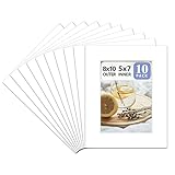 Golden State Art, 8x10 White Picture Mats with White Core Bevel Cut for 5x7 Pictures (Pack of 10...