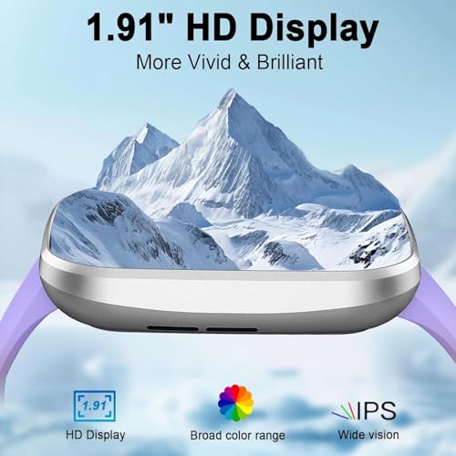 Image of Smart Watch(Answer /Make Call), 1.91 inch Smartwatch for Men Women, New Fitness Watch with 110+ Sport Modes, Fitness Activity Tracke with Pedometer /Sleep Monitor /Heart Rate /IP68 Waterproof, Silver Purple