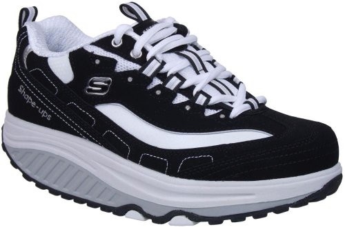 Skechers Women's Shape Ups Strength Fitness Walking Shoe,Black/White,8.5 M US