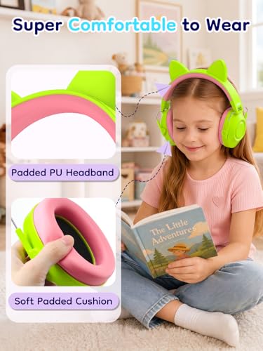 Image of Dr.meter Ear Muffs for Noise Reduction: 32dB SNR Noise Cancelling Headphones for Kids, Adjustable Kids Ear Protection for Autism Sensory, Fireworks, Concerts Toddler Hearing Protection Green