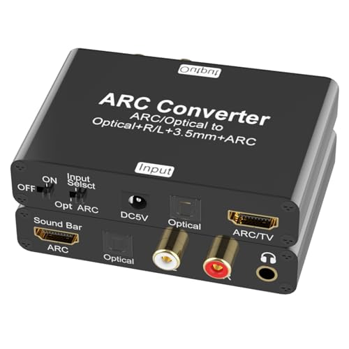 HDMI ARC Audio Extraktor 192kHz DAC Audio Wandler, Tendak ARC/Optical Toslink SPDIF zu SPDIF Cinch L/R 3,5mm Aux Stereo Audio Adapter, HDMI ARC Audio TV Adapter und Digital zu Analog Audio Konverter