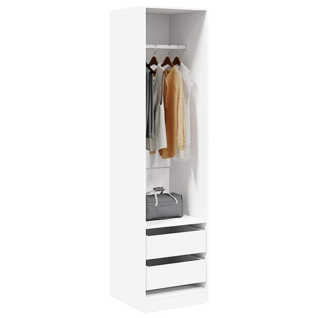 Armadio con cassetti bianco in legno 50 x 50 x 200 cm con asta appendiabiti e spazio per camera da letto, corridoio, spogliatoio, guardaroba compatto con scomparto e ordine