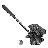 Neewer Plastic Video Camera Tripod Fluid Drag Pan Head with 1/4' QR Plate with 3/8' Screw Adapter, Compatible with Canon Nikon Sony DSLR Cameras Video Camcorders Shooting Filming, Load up to 9lbs/4kg