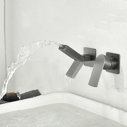 Robinet de lavabo mural cascade mitigeur monocommande eau chaude - 5