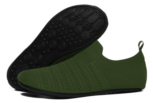 Image of QZKDM Lightweight Slip on Grip Indoor House Slippers Barefoot Non Slip Home Exercise Yoga Shoes for Men Women