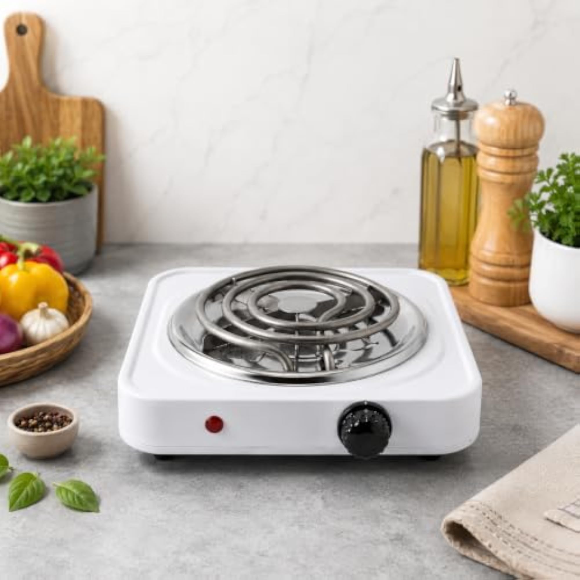 1000W Electric Hot Plate for Home Kitchen with Adjustable Temperature Control
