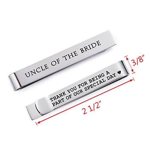 Uncle of the Bride Tie Clip - Pre-Engraved Stainless Steel Wedding Keepsake | "Thank You for Being Part of Our Special Day" Tie Bar Gift for Uncles & Groomsmen2