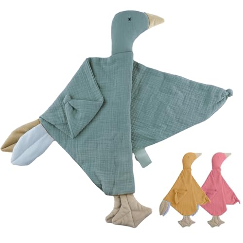 Image of Security Blanket Loveys for Babies Boy Girl, Muslin Baby Lovey Security Blanket,Soft Breathable Organic Cotton Lovies,Unisex Newborn Toddler Goose Lovey Gifts (Pea Green)
