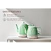 Toptier Electric Ceramic Tea Kettle, Boil Water Quickly and Easily, Detachable Swivel Base & Boil Dry Protection, Carefree Auto Shut Off, 1 L, Green Leaf