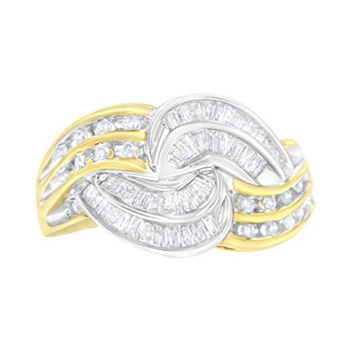 10K Yellow and White Gold 3/4 Carat TDW Diamond Bypass Ring (H-I,I1-I2)