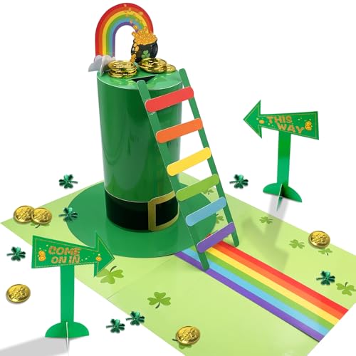 Uniticber DIY Leprechaun Trap Kit for Kids - St. Patrick's Day Craft Set with Rainbow Ladder, Gold...