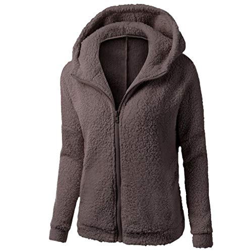 theshyer Chaqueta cálida para Mujer, suéter de algodón de Felpa de Manga Larga, Suave y cómodo, Color Puro, Estilo Simple, Cremallera con Capucha, Engrosamiento de otoño e Invierno