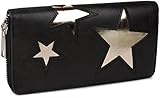 cut out tree hochwertige Verarbeitung styleBREAKER Geldbörse mit Stern Cutout Muster und Ziernaht, umlaufender Reißverschluss, Portemonnaie, Damen 02040037, Farbe:Schwarz/Stern Gold glänzend