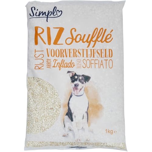 Générique PP Blanc - Riz Soufflé pour Chien, Croquant Savoureux Naturel, 1Kg - Lot De 4