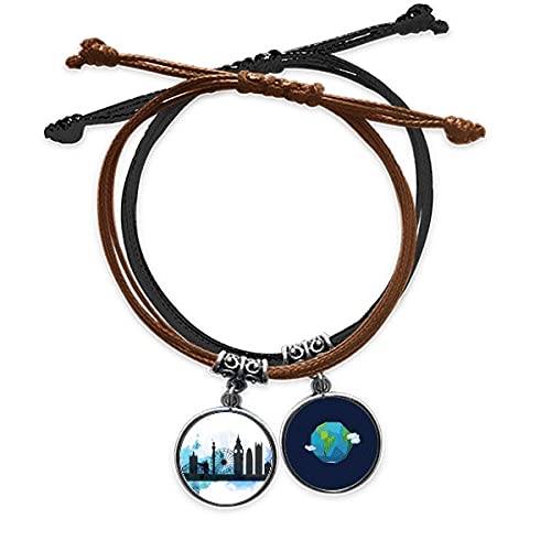 Pulsera del Tower Bridge de Londres en cuero y cuerda hecha a mano