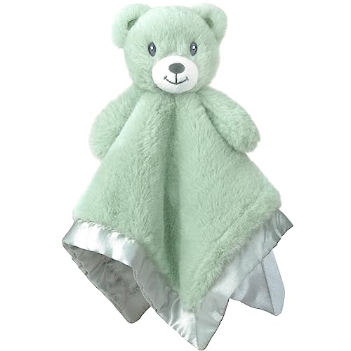 Image of BEILIMU Bear Baby Security Blanket Soft Baby Lovey Fluffy Blanket Unisex Lovie Snuggle Toy Baby Stuffed Gift for Newborn, Boys and Girls, Avocado, 13.5 Inch