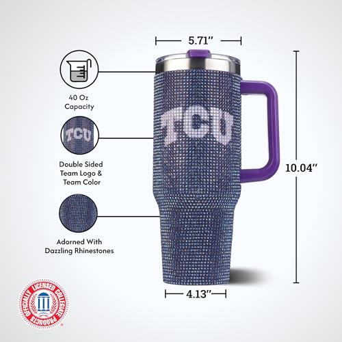 Image of The Memory Company | Licensed NCAA 40oz TC Bling Game Day Tumbler with Team Logo,Texas Christian University