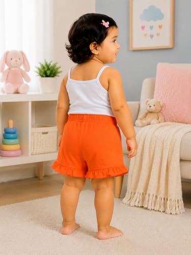 Image of BODYCARE KIDS Infant Baby Girls Cotton Antiviral Printed Shorts | Soft Breathable Elastic Waist Casual for Toddlers & Infants | Comfortable Summer Baby Bottoms for Girls