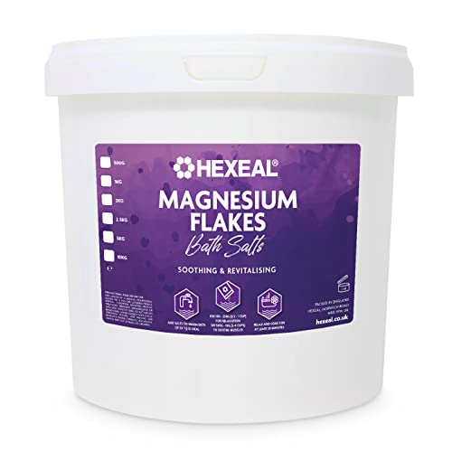 Hexeal Magnesium Flakes 5kg – 5kg Bucket of Magnesium Flakes to Soothe Muscles, Joints & Aches – for Bathing, Gardening & Beauty – Household & Commercial Use