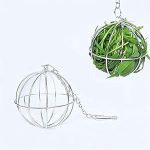 Roestvrij staal huisdier konijnen gras bal rat hamster opknoping rack voedsel dispenser bunny feeder feed trog hooi…