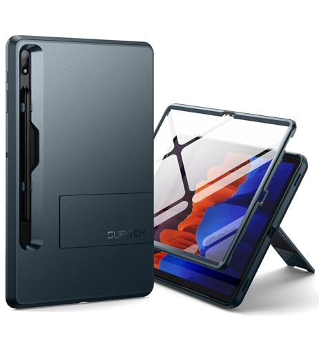 SURITCH Funda para Samsung Galaxy Tab S7 FE 2021/S8 Plus 2022/S7 Plus 2020 12.4', Cubierta de Parachoques Resistente con Protector de Pantalla y Parada de Patada Ajustable y S Pen Poseedor-Verde