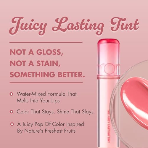 Image of rom&nd Juicy Lasting Tint | 23 Peach Peach Me | High-Shine Plumping Lip Gloss | Long-Lasting Hydrating Fruit-Inspired Color