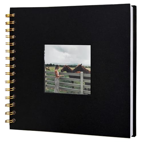Álbum de recortes J.west de 40 páginas (8 x 8 pulgadas), cubierta negra de lino, tapa dura gruesa, papel kraft blanco, ideal para proyectos de arte y manualidades miniatura 1