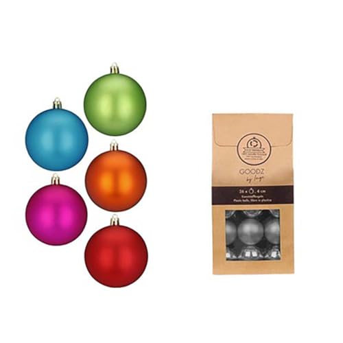 Inge-glas Weihnachtskugeln MilleFiori | Ø 4 cm | 26 Stück | Kunststoff bruchsicher | Bunte Mini-Kugeln im Millefiori-Stil | Christbaumkugeln Set